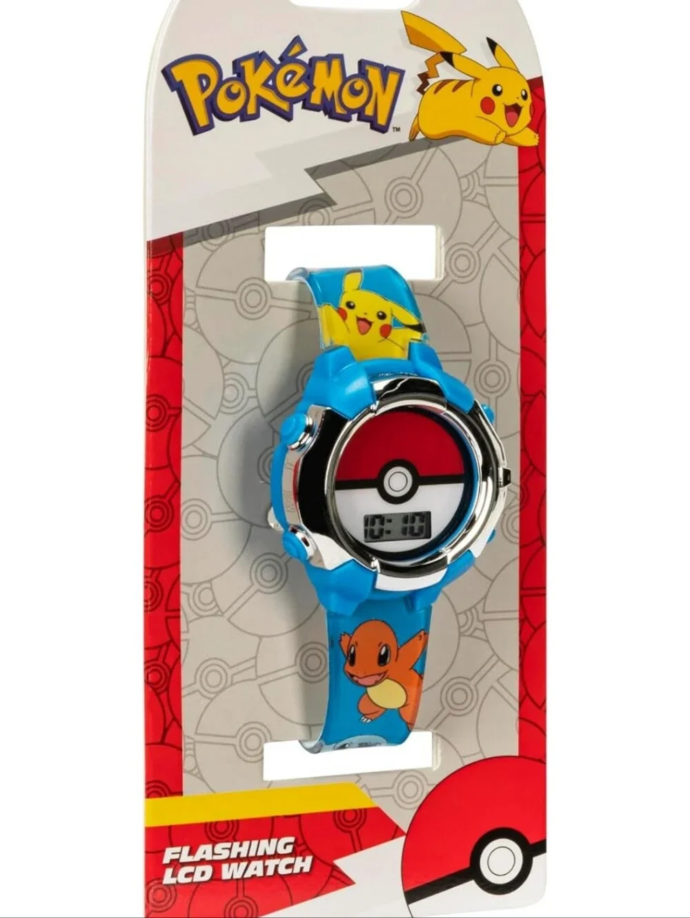 Kids Flashing LCD Watch - Blue Pikachu & Charmander Design